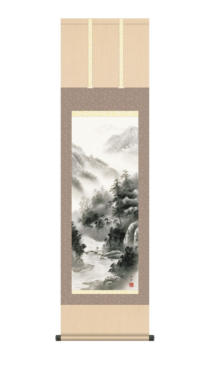 掛軸 若木山 吉澤暲治 葡萄 共箱 横物 二人展 A-9 Moon Seen through Leaves, Utagawa Hiroshige; Publisher