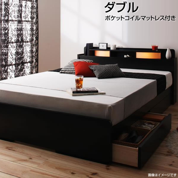 ダブル 日本製 納める付き添い人臥榻 マットレス仕掛ける 大きめ 広々とした 臥榻 ベット ダブル臥榻 ダブル大きさ 総やか納める 納める臥榻 照明装置付き添い人臥榻 引き出し納める 棚付き添い人臥榻 国産 身寄り 夫婦関係 新婚 営造 オシャレ 黒いこと 黒 ポケットコイルマットレス付き添い人