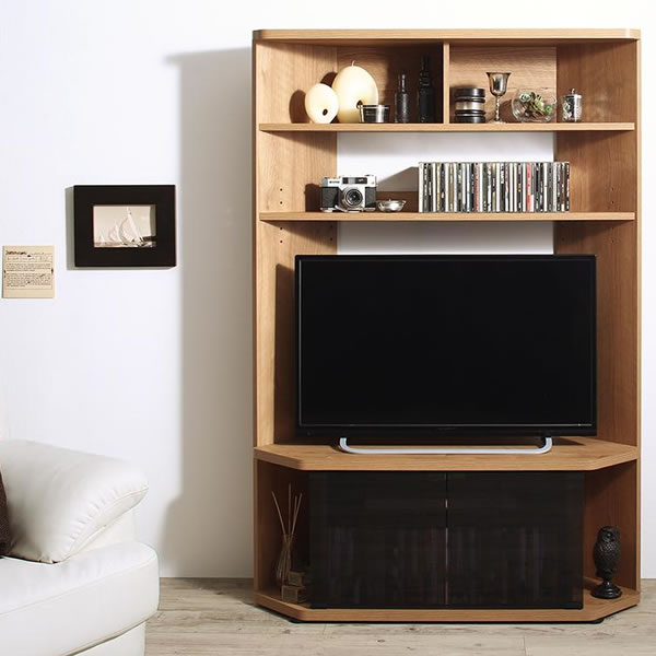 楽天市場】コーナーテレビ台 木製 幅100cm ハイタイプ キャスター 43V