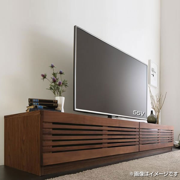 楽天市場 完成品 テレビ台 幅210cm 奥行47 5cm ルーバー 大型テレビ対応 大きめ 大きい 木目 おしゃれ ゲーム機収納 テレビボード テレビラック フラップ扉 薄型テレビ Tv台 Tvボード Tvラック Avボード Av収納 Avラック Av機器 天然木 木製 リビング収納 ウォルナット