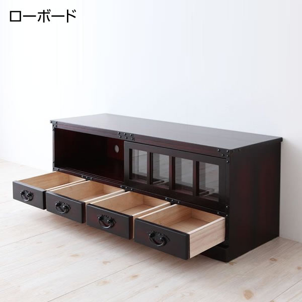 民芸調家具 ローボード 幅100cm×奥行き34.5cm×高さ39.5cm テレビボード テレビラック ロータイプ 桐材 桐 AVボード 省スペース オーディオボード リビングボード 天然木 完成家具 和モダン 木製 和風 北欧 ひとり暮らし