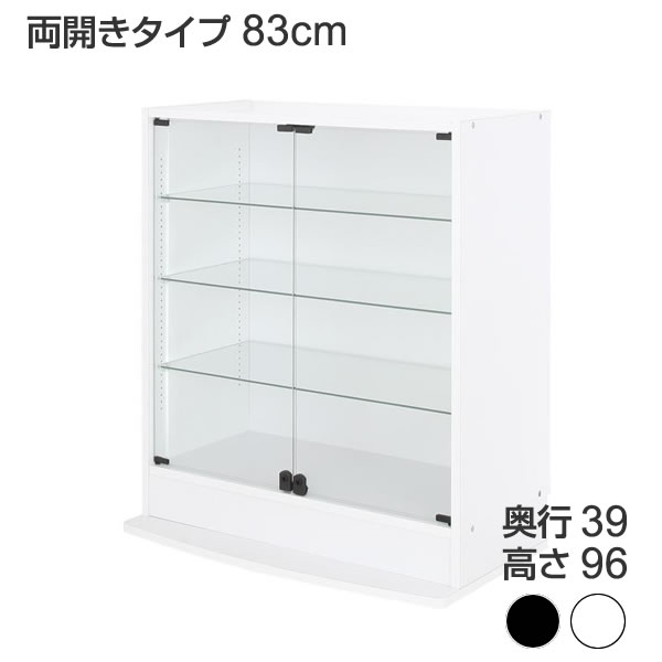 LEDコレクションラック ワイド 本体 両開きタイプ 背面ミラー2枚セット