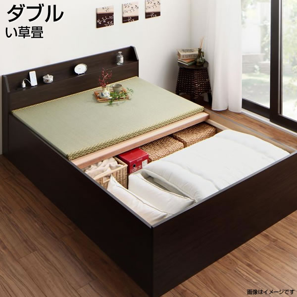 畳ベッド 畳みベッド 布団収納 ダブルベッド お客様組立 い草畳 ダブル 日本製 畳ベット たたみベット タタミベッド 畳 たたみ 収納ベッド 収納付きベッド 頑丈 国産 大容量 大量 宮棚付き コンセント付き ベッド下収納 すのこ 家族 夫婦 新婚 同棲 新生活 新築 Tatami