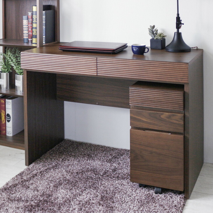 【送料込み匿名発送】木製ブラウン　シンプルデスク 引き出し付き 楽天市場】引き出し付き ワークデスク 幅 105 ブラウン 天然木 木製