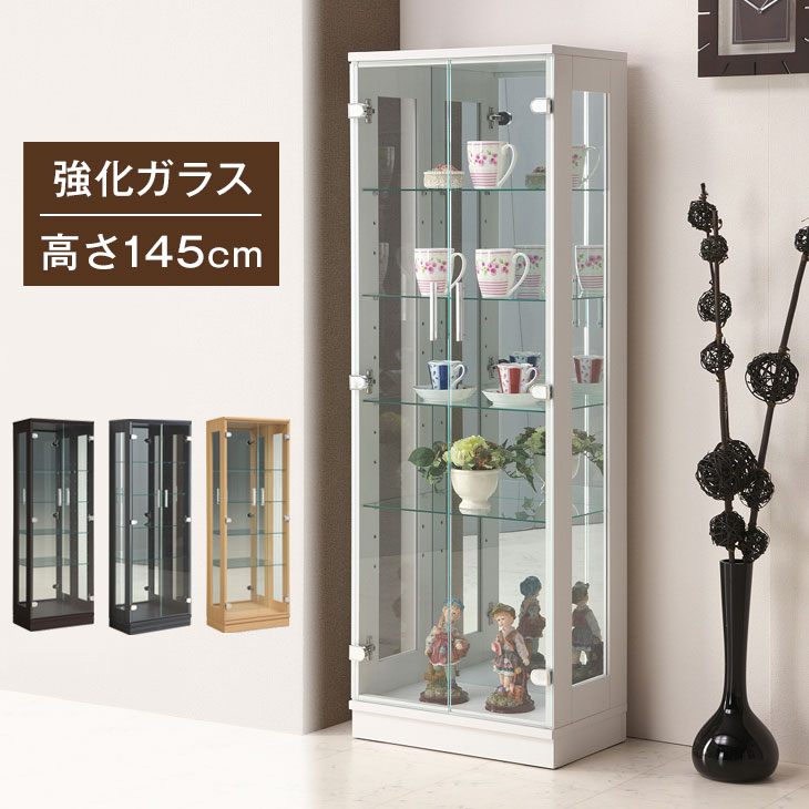 ガラス コレクションラック 大型 扉棚 背面ミラー 送料無料 コレクションケース 5段 奥行30 ディスプレイケース 強化ガラス 背面ミラー 幅50 リビング 5段 コレクションボックス 強化ガラス使用 高さ145 可動棚 完成品 奥行30 木目 コレクションケース フィギュア
