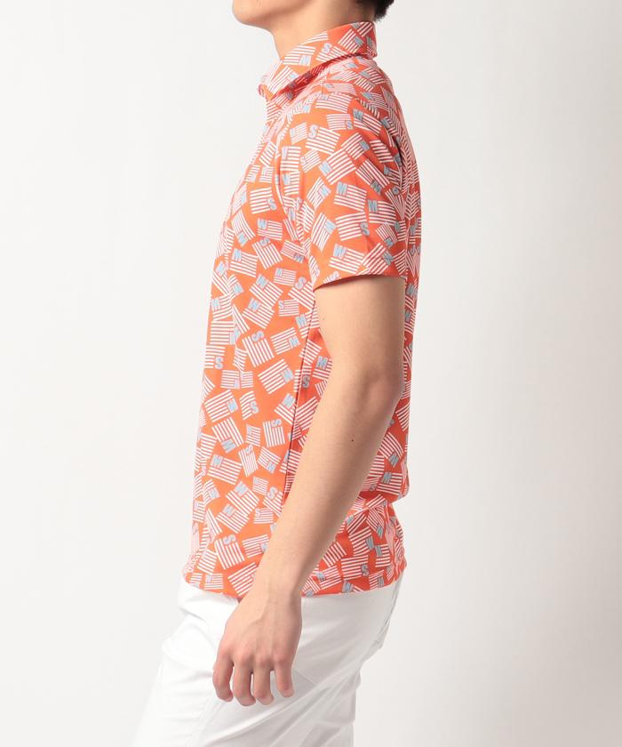 【公式】【SALE/30%OFF】マンシングウェア【SUNSCREEN】星条旗プリント半袖シャツクーリングサンスクリーンドライシャリ感メンズウェアシャツポロシャツゴルフゴルフウェアスポーツブランドマンシング2022年春夏モデルMGMTJA03CHセール