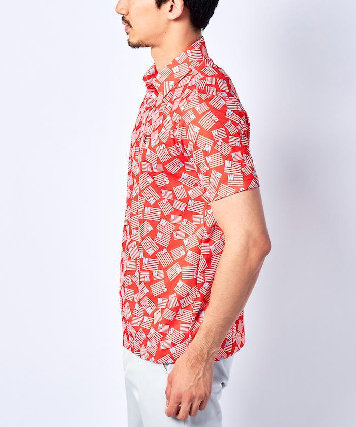 【公式】【SALE/30%OFF】マンシングウェア【SUNSCREEN】星条旗プリント半袖シャツクーリングサンスクリーンドライシャリ感メンズウェアシャツポロシャツゴルフゴルフウェアスポーツブランドマンシング2022年春夏モデルMGMTJA03CHセール