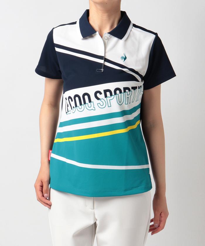 46円 注文割引 ルコックスポルティフ ゴルフ カラーブロックロゴポロシャツ 吸汗速乾 Uvケア Upf30 遮熱 半袖 高速速乾 レディース ウェア シャツ ポロシャツ ポロ ゴルフウェア おしゃれ スポーツ ブランド 22年春夏モデル Qgwtja10 セール