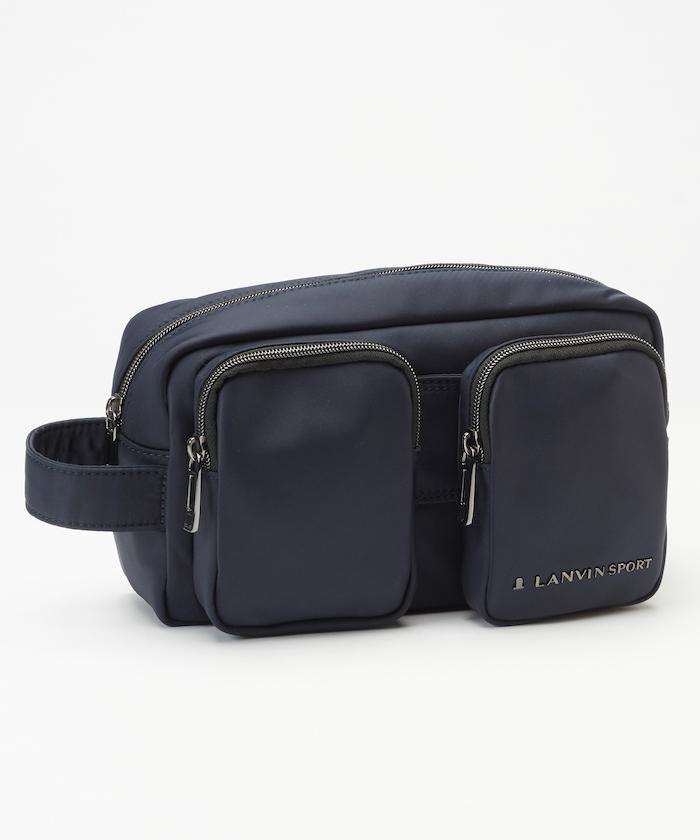 公式 ランバン ゴルフウェア スポール ゴルフ小物収納ポーチ ゴルフ メンズ バッグ 光沢感 上品