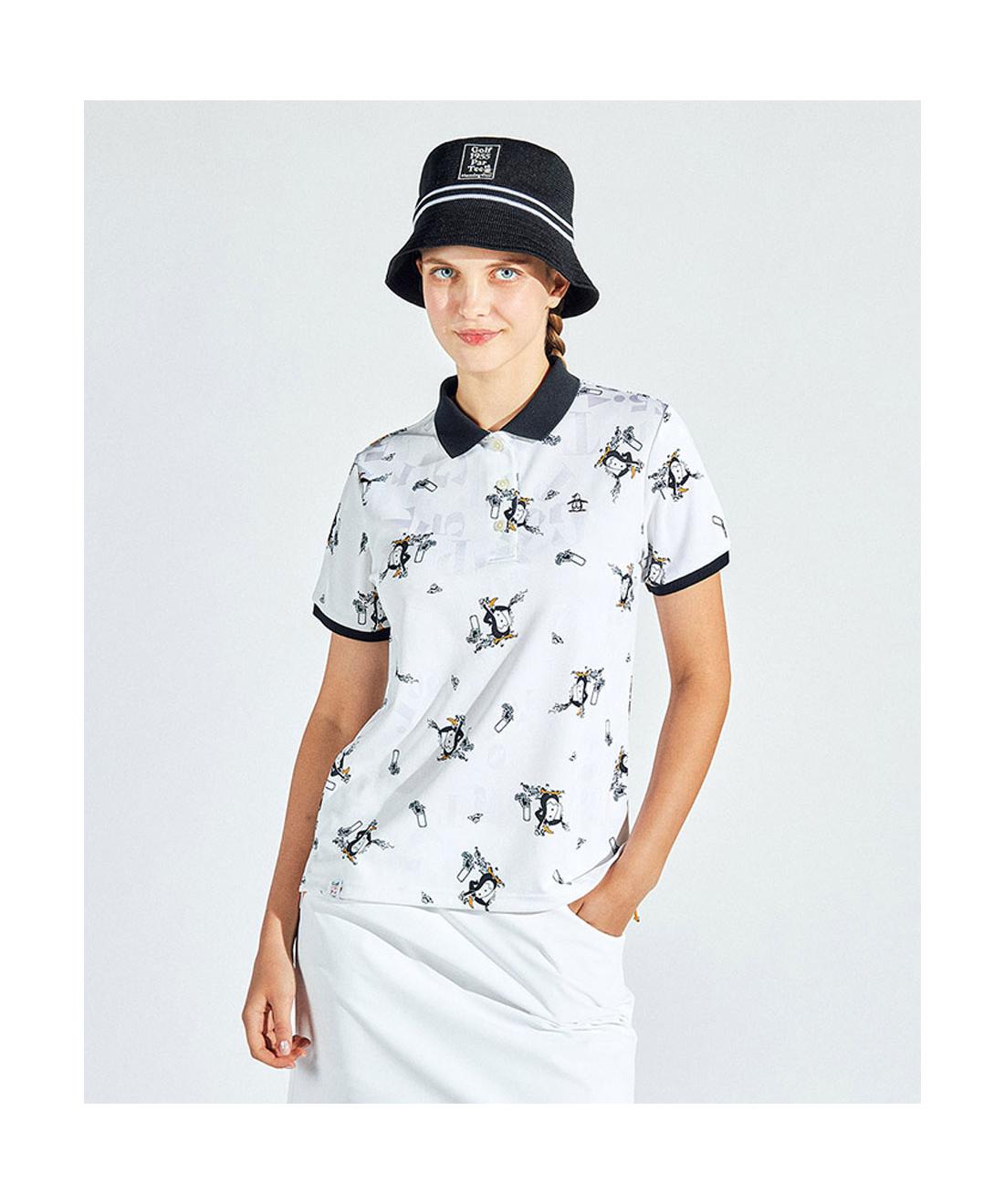 【百貨店大売り出し 30%OFF】【堅苦しさ】マンシングウェア ジャカード×ペンギン総柄刷り上げる半袖プルオーバー レディース 亭主もち サンスクリーン UV撥ねのける UPF30 遮熱 クーリング成り行き 吸汗速乾 伸ばすこと スポーツシャツ プルオーバー ゴルフ 今めかしい 運動競技 ブランド名 MG5SHS55L