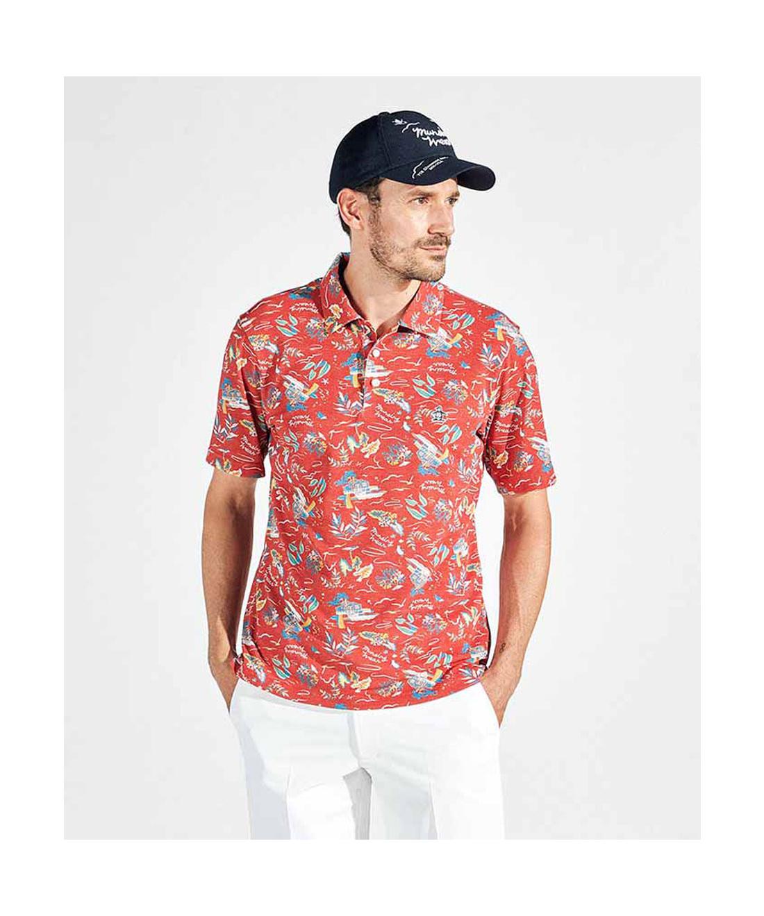 【公式】マンシングウェア MUNSINGWEAR サンスクリーン フィラシス リゾート総柄 プリント 半袖ポロシャツ 吸汗速乾 ストレッチ UVカット メンズ 男性 襟付き トップス ゴルフ おしゃれ スポーツ ブランド MG5SHS31M|デサント公式通販 店