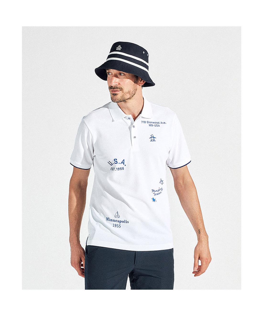 【百貨店大売り出し 30%OFF】【堅苦しさ】マンシングウェア MUNSINGWEAR サンスクリーン フィラシス 飛び刺しゅう 半袖スポーツシャツ 吸汗速乾 伸ばすこと UV撥ねのける メンズ 成人男性 スポーツシャツ ゴルフ 今めかしい 運動競技 ブランド名 MG5SHS35M 2025年春夏ひな形