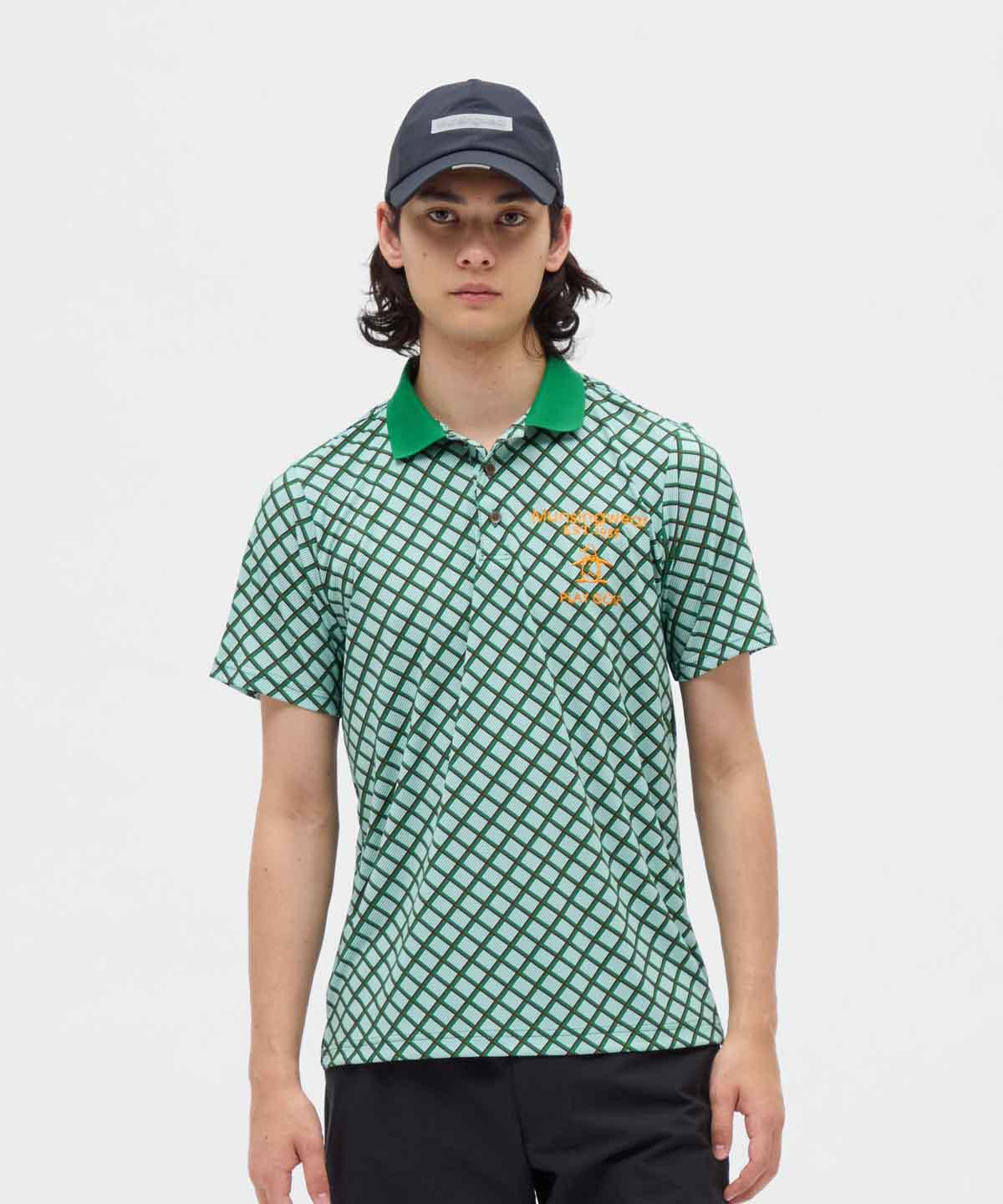 【百貨店大売り出し 30%OFF】【堅苦しさ】マンシングウェア MUNSINGWEAR 偏った考え照合のしるし総柄刷り上げる半袖スポーツシャツ メンズ 成人男性 Sunscreen NIR 吸汗速乾 UV撥ねのける 遮熱 クーリング 伸ばすこと ゴルフ 2025年秋冬ひな形 MG5FHS52M