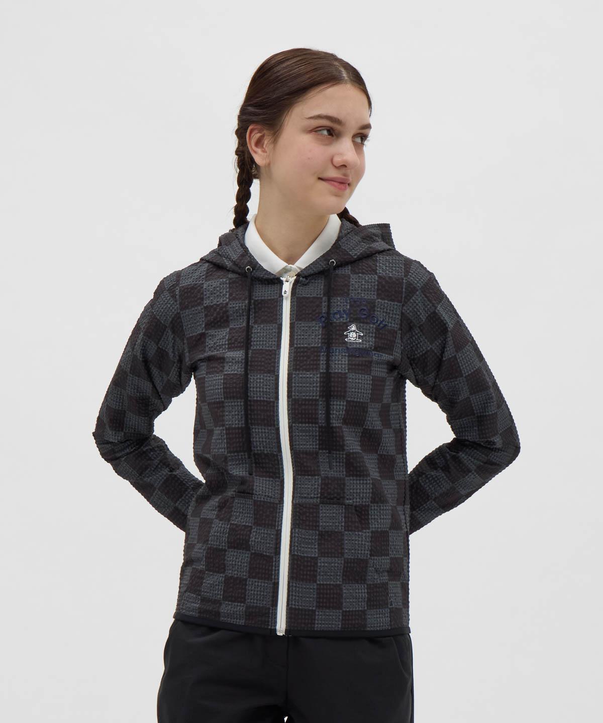 美品 マンシングウェア パーカー Lサイズ 黒 MUNSING WEAR マンシングウェア ニット ジップパーカー ブラック