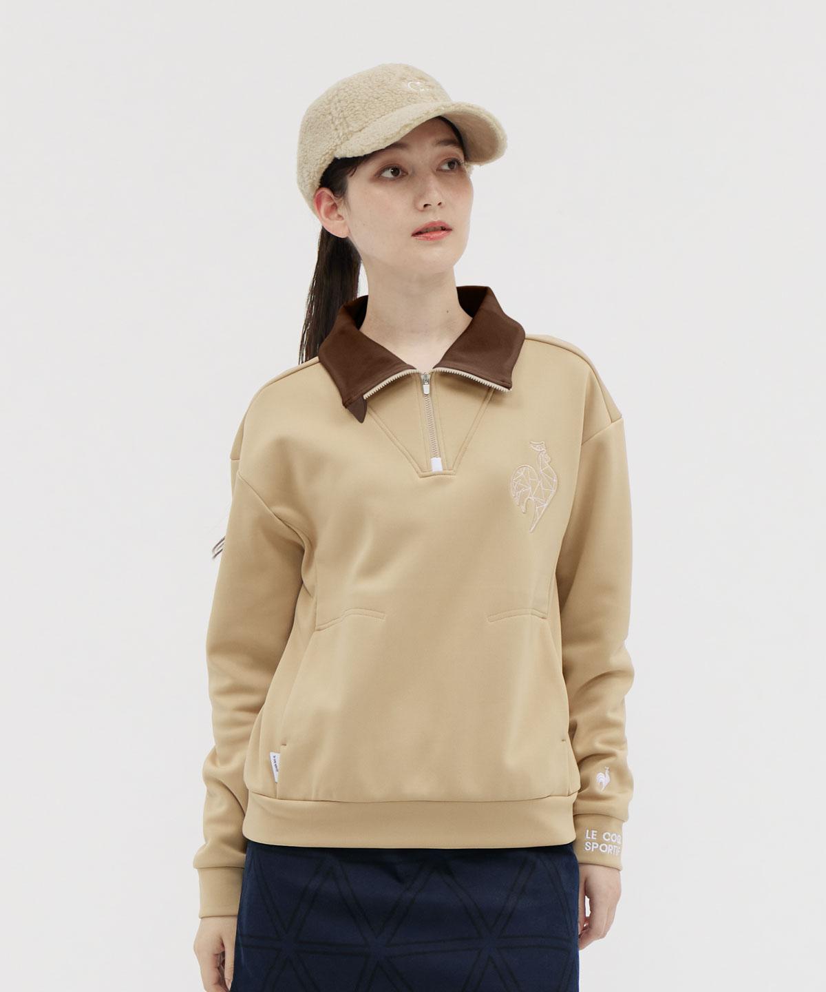 【百貨店大売り出し 40%OFF】【堅苦しさ】ルコックスポルティフ ゴルフ le coq sportif golf ハーフジップスウェット レディース お上さん 吸汗 伸ばすこと UVとり捨てる HEAT NAVI 蓄熱保温 ゆったり ゴルフ LG5FSW01L 2025年秋冬青写真
