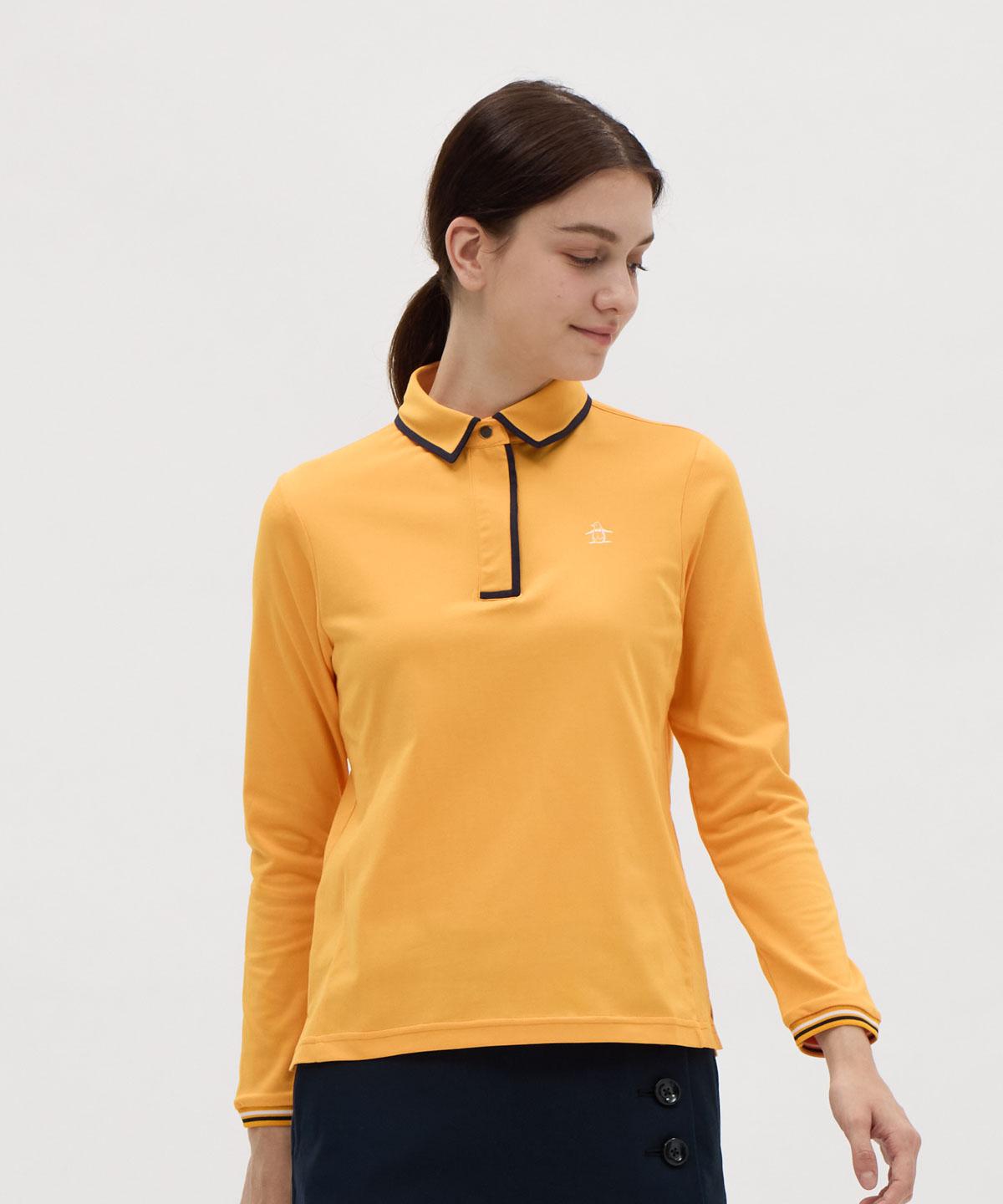 【公式】マンシングウェア MUNSINGWEAR Sunscreen NIR 4口ポンチパイピング長袖ポロシャツ レディース 女性 吸汗速乾 ストレッチ UVカット遮熱 クーリング ゴルフ MG5FLS01L 2025年秋冬モデル