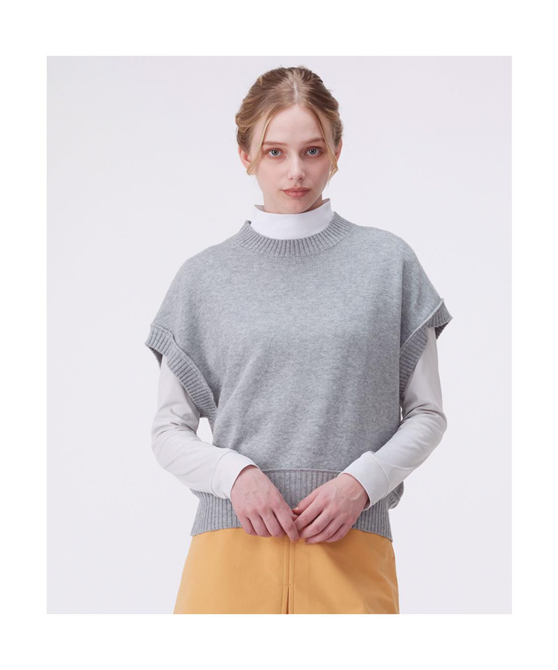【堅苦しさ】ランバン スポール LANVIN SPORT ボリュームシルエットニットベスト レディース 亭主もち 限りない 労働者の一団のど首 重ね着 ゴルフ かっこ良い 運動競技 ブランド名 2025年秋冬模範例 VG5FVE51L レディースファッション-ベスト・ジレ