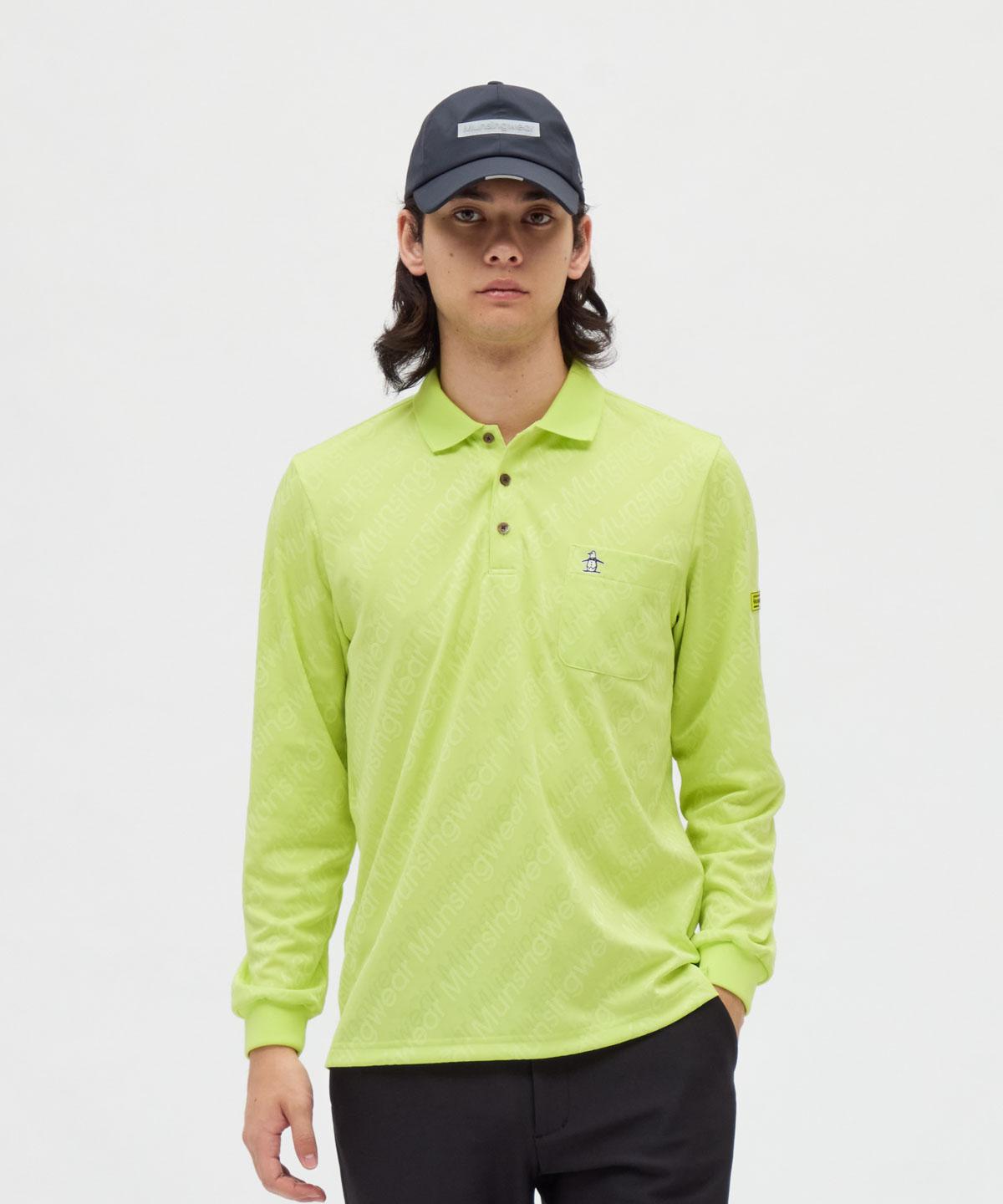【堅苦しさ】マンシングウェア MUNSINGWEAR 吸汗速乾ロゴタイプジャカード長袖スポーツシャツ メンズ 成人男性 伸ばすこと UVとり捨てる 肌付き ゴルフ 今めかしい 運動競技 ブランド名 MG5FLS25M 2025年秋冬模範例
