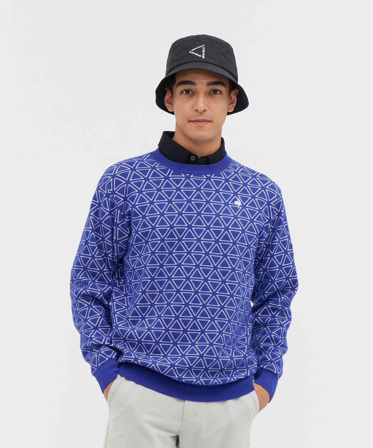 【堅苦しさ】ルコックスポルティフ ゴルフ le coq sportif golf ３角形柄スウェーター 長袖 総柄 メンズ 成人男性 室内用便器可 編み物生あたたかい ゴルフ 今めかしい 日常使い走り LG5FST80M