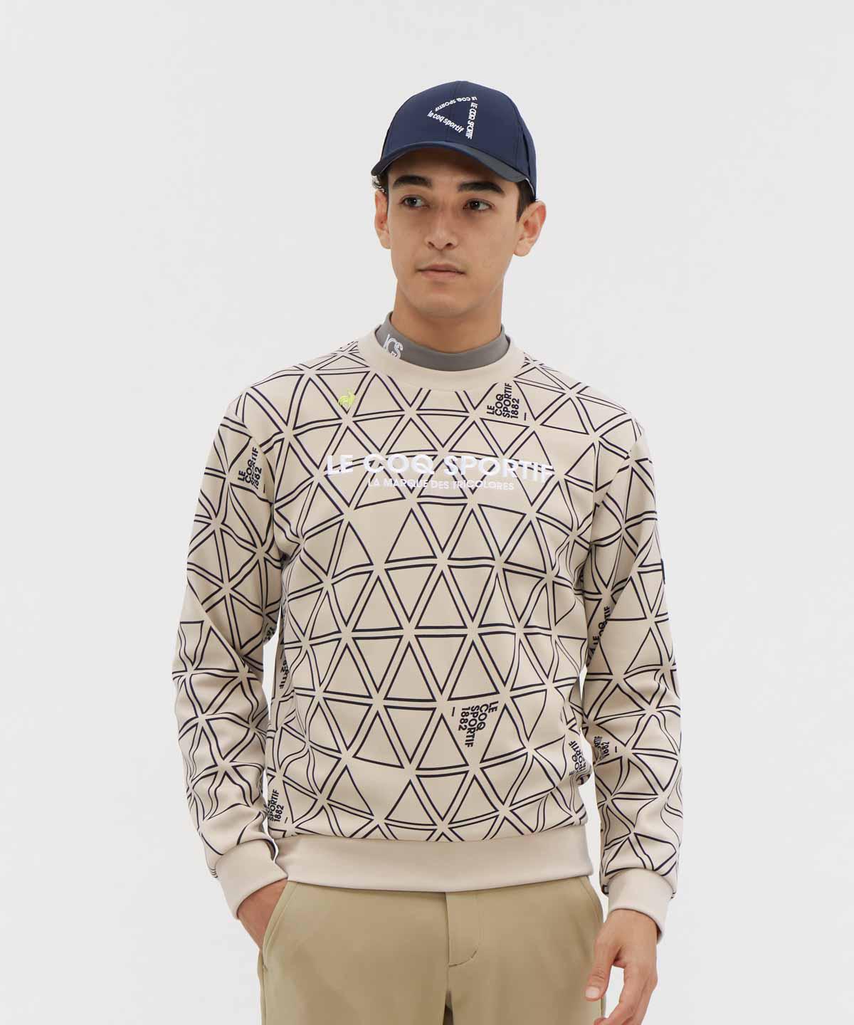 【公式】ルコックスポルティフ ゴルフ le coq sportif golf トライアングル柄プルオーバーカットソー メンズ 男性 吸汗 防風 UVカット ストレッチ MOTION 3D LG5FSW04M 2025年秋冬モデル