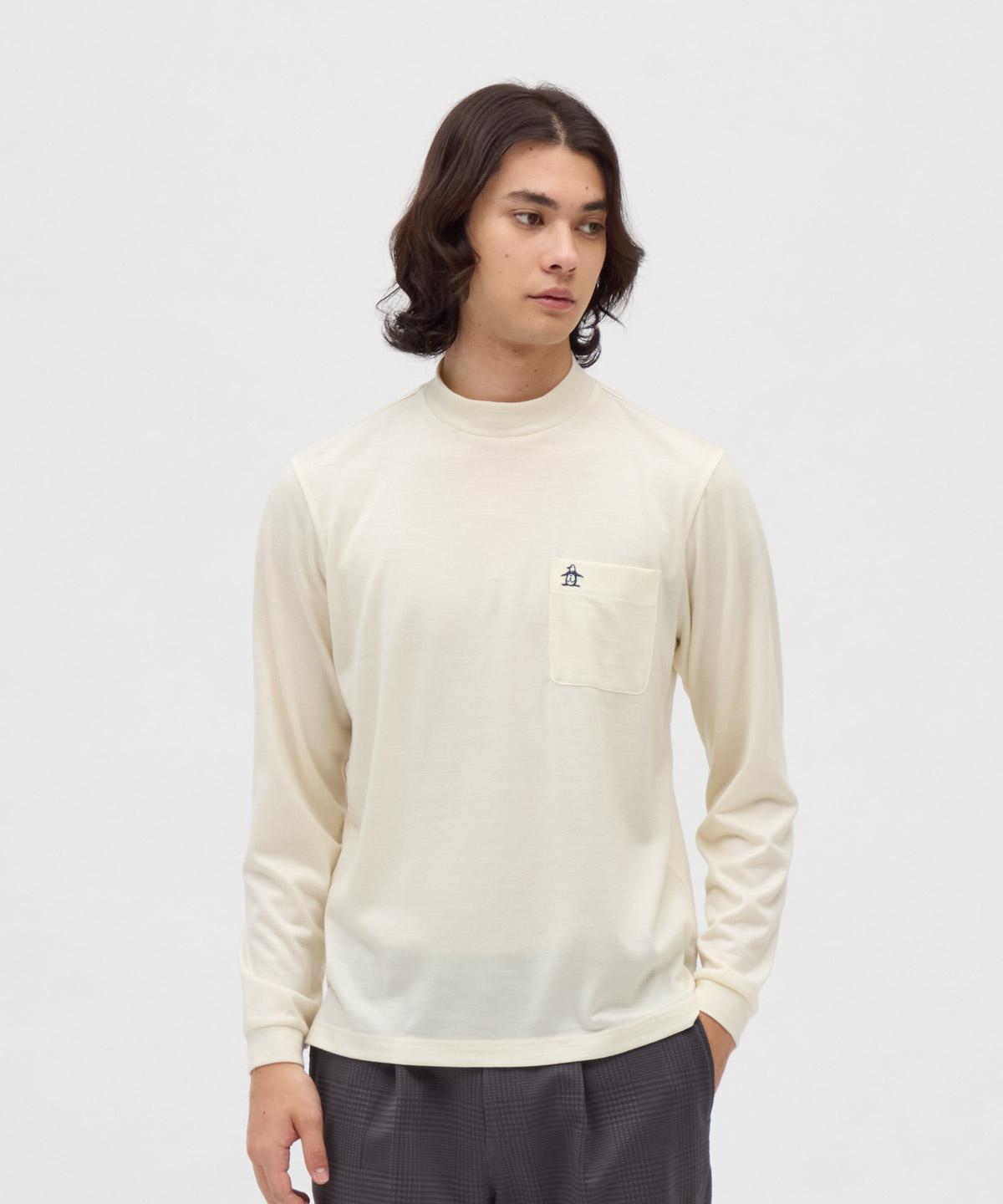 【公式】マンシングウェア MUNSINGWEAR ハイゲージウールモックネック長袖シャツ メンズ 男性 手洗い可 胸ポケット ワンポイント ゴルフ おしゃれ スポーツ MG5FLS01M 2025年秋冬モデル