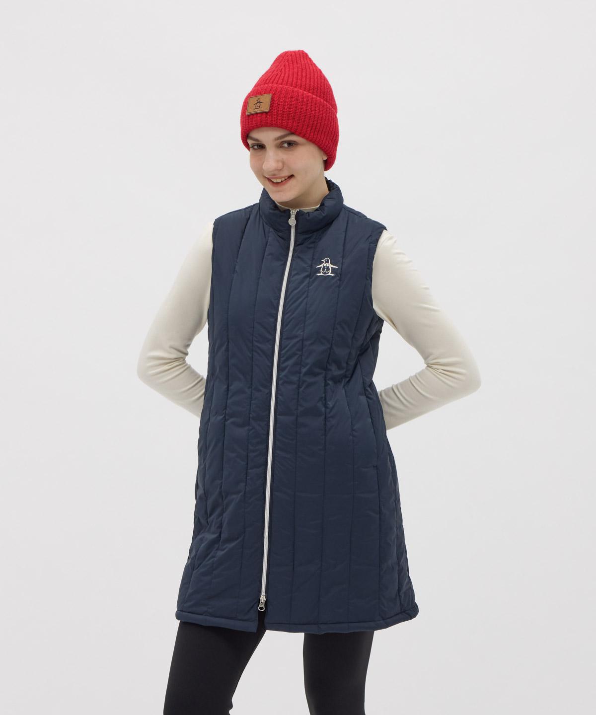 【堅苦しさ】マンシングウェア MUNSINGWEAR HEAT NAVI はっ水アウターベストワンピース レディース お上さん 蓄熱保温 フルジップ ゴルフ 今めかしい 運動競技 ブランド名 MG5FVE22L