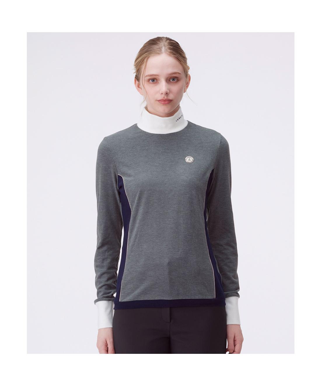 【公式】ランバン スポール LANVIN SPORT ブロッキング起毛スムース長袖シャツ レディース 女性 2WAYストレッチ 日本製 ゴルフ カジュアル VG5FLS91L 2025年秋冬モデル