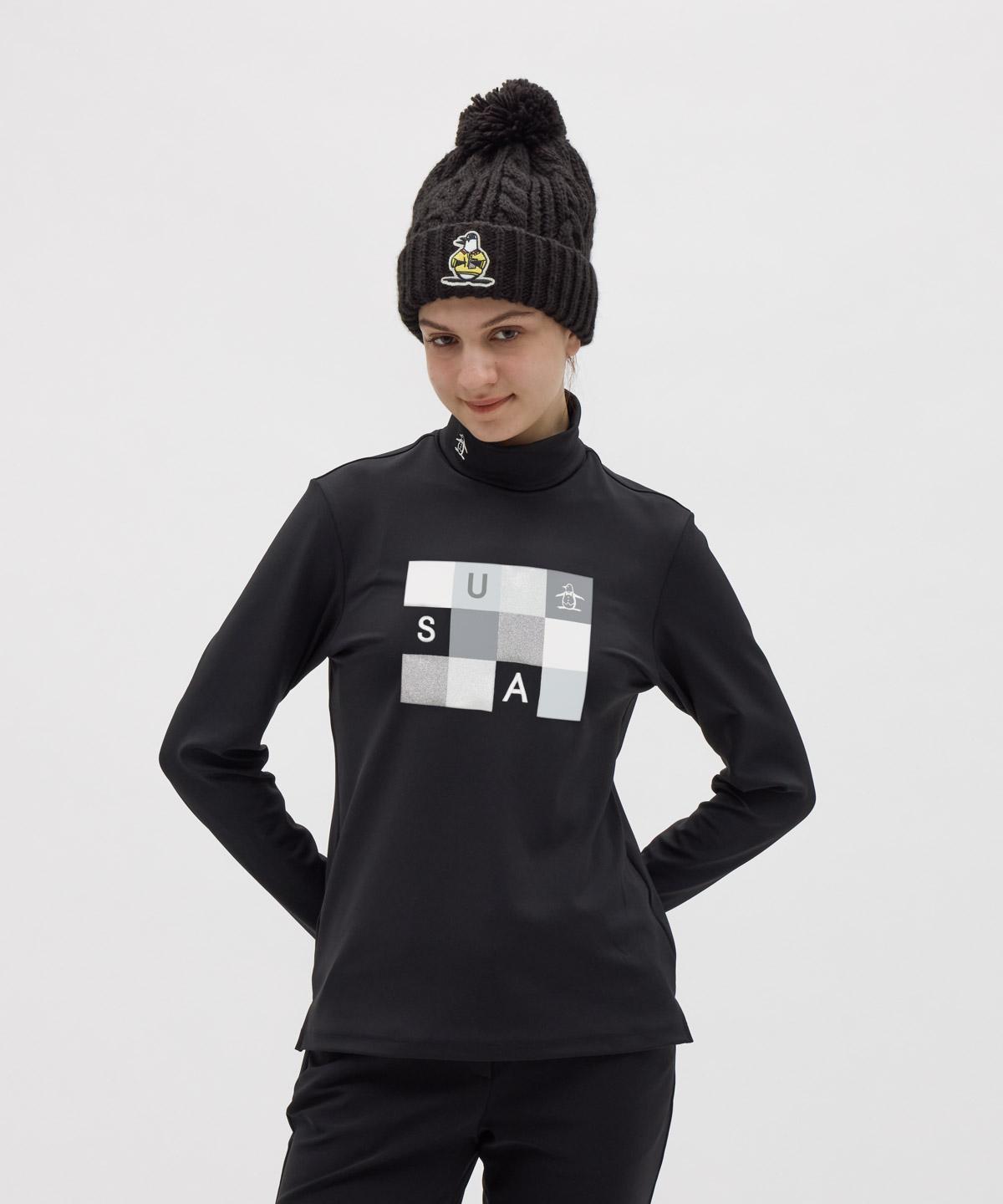 【百貨店大売り出し 40%OFF】【堅苦しさ】マンシングウェア MUNSINGWEAR 防風ストレッチラメパネルプリントタートルネック長袖プルオーバー レディース 亭主もち 防風 伸ばすこと UV撥ねのける 吸汗 下着類 ゴルフ MG5FLS51L 2025年秋冬ひな形