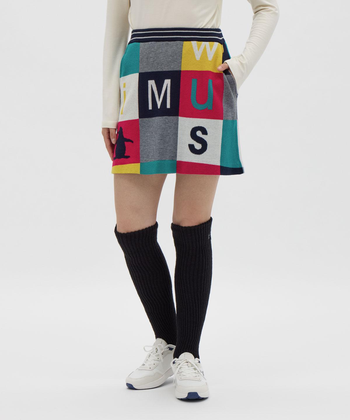 【公式】マンシングウェア MUNSINGWEAR ブロック柄ニットスカート レディース 女性 手洗い可 ウエストゴム ボトムス ゴルフ おしゃれ スポーツ MG5FSK51L|デサント公式通販 店