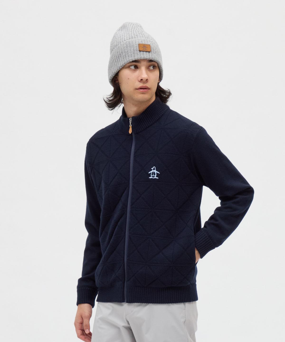 【堅苦しさ】マンシングウェア MUNSINGWEAR 防風裏地付き添い人フルジップ地柄プルオーバー メンズ 成人男性 羽織 防風プルオーバー 室内用便器可 編み物 ゴルフ 2025年秋冬模範例 MG5FST81M ニット・セーター-トップス-メンズファッション
