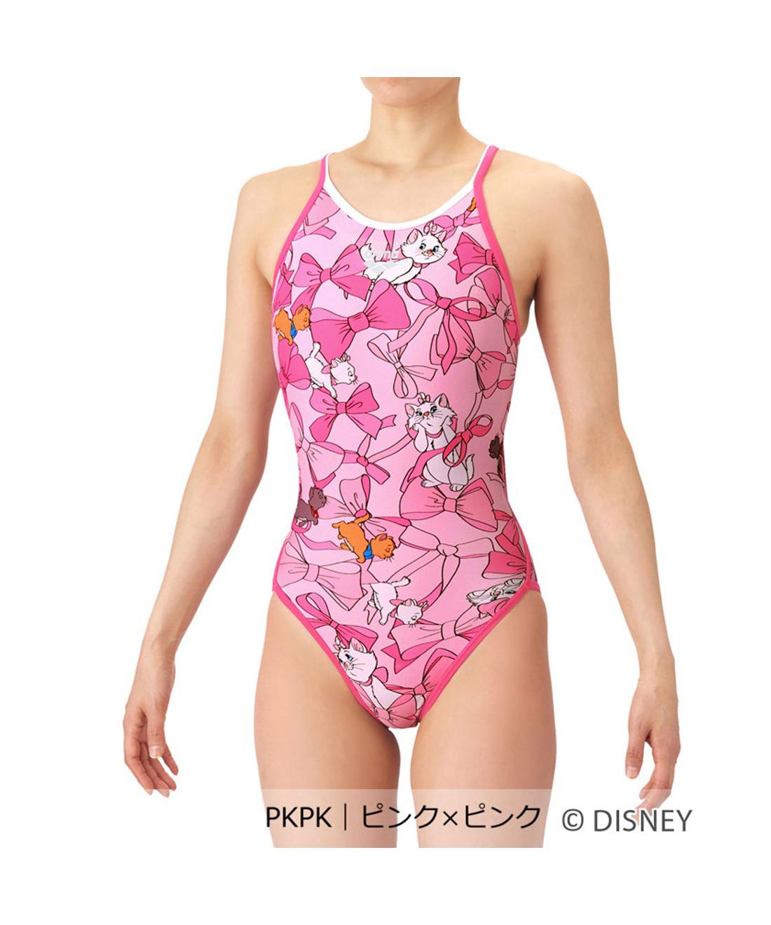 【公式】アリーナ arena 【ディズニー｜タフスーツ】トレーニングワンピース（オープンバック）【返品不可商品】 おしゃれキャット マリー 練習 リボン レディース 女性 水泳 スイム スイミング プール スポーツ ブランド 2026年春夏モデル AS6SWM54L画像