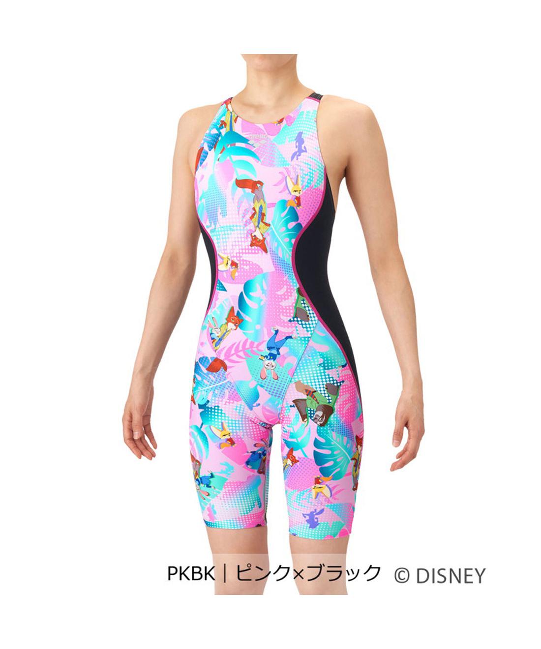 【公式】アリーナ arena 【ディズニー｜タフスーツ】トレーニングワンピーススパッツ（ハーフレッグ）【返品不可商品】 ズートピア 練習 レディース 女性 水泳 スイム スイミング プール スポーツ ブランド 2026年春夏モデル AS6SWM57L画像