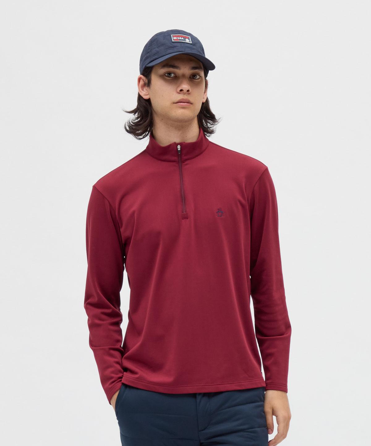 【百貨店大売り出し 40%OFF】【堅苦しさ】マンシングウェア MUNSINGWEAR 保温ストレッチウォーモトリコットハーフジップ長袖プルオーバー メンズ 成人男性 UVとり捨てる UPF50+ プルオーバー 肌付き ゴルフ 2025年秋冬模範例 MG5FLS31M