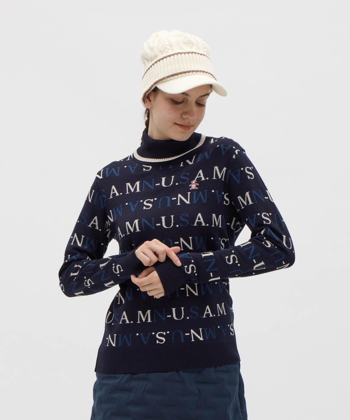 【百貨店大売り出し 40%OFF】【堅苦しさ】マンシングウェア MUNSINGWEAR ロゴジャカードタートルネックセーター レディース 亭主もち 室内用便器可 編み物 ゴルフ 今めかしい 運動競技 雅びやか 2025年秋冬ひな形 MG5FST23L