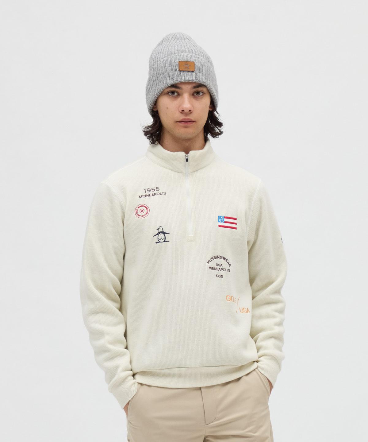 【堅苦しさ】マンシングウェア MUNSINGWEAR 吸湿熱のある状態飛び刺しゅうハーフジップカットソー メンズ 成人男性 編み物 スウェーター ゴルフ 日常使い走り  MG5FSW25M