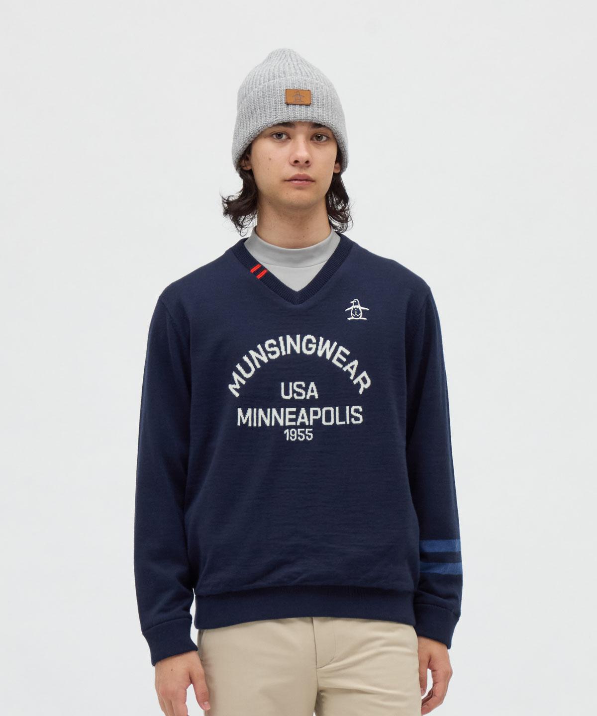 【堅苦しさ】マンシングウェア Munsingwear 防風ストレッチリバーシブルVのど首スウェーター メンズ 成人男性 はっ水 室内用便器可 編み物 ゴルフ 今めかしい MG5FST25M