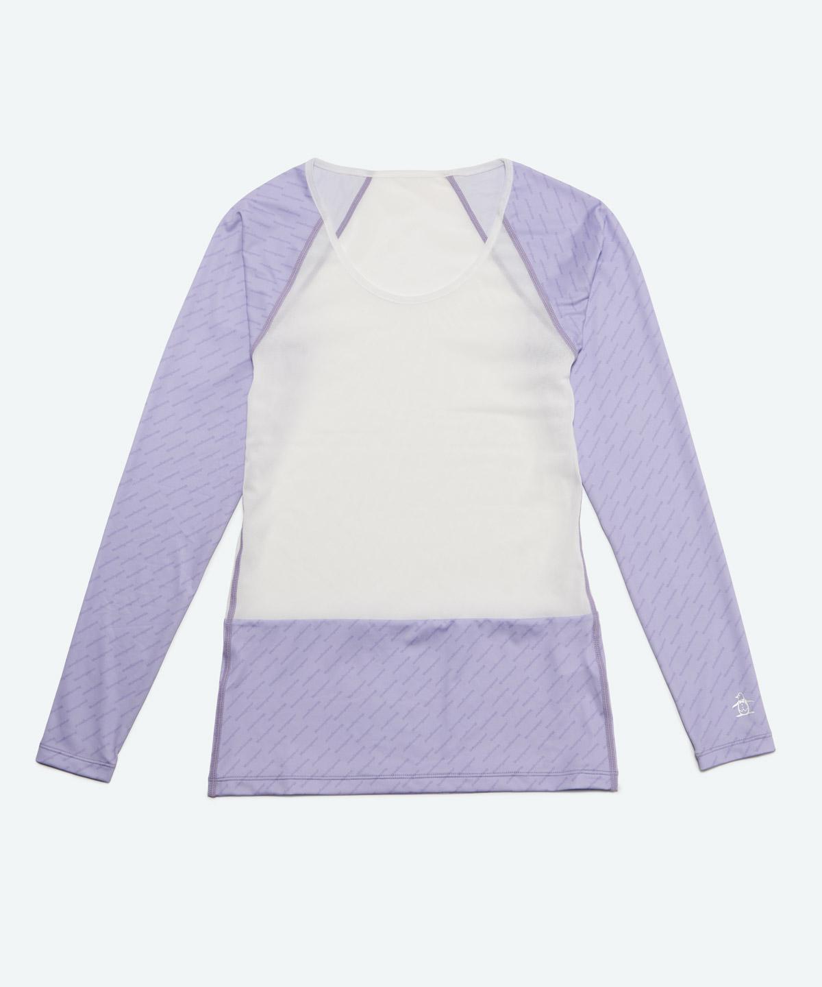 【堅苦しさ】マンシングウェア Munsingwear ロゴタイプ総柄刷り上げるUネックアンダーウェア 長袖 返品不可商いもの レディース お上さん 分け取りUV取りすてるUPF50+ ゴルフ 運動競技 2026年春夏真似形 MG6SUD33L