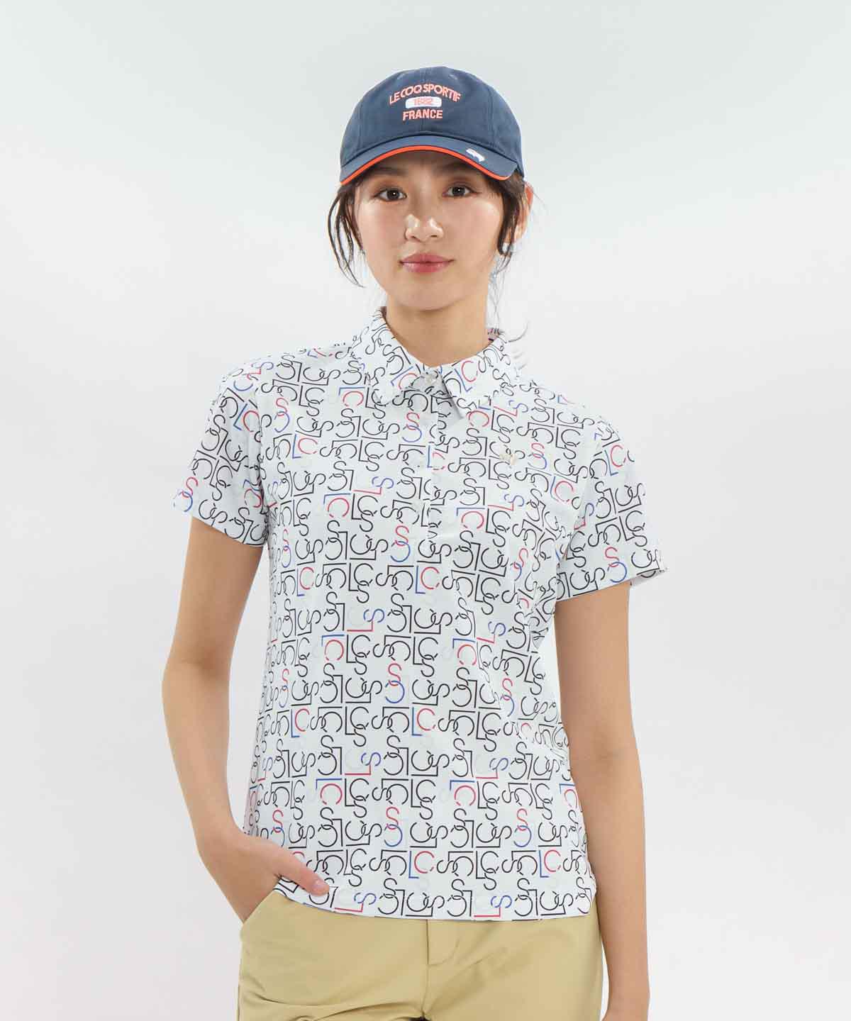 【堅苦しさ】 ルコックスポルティフ ゴルフ le coq sportif golf 総柄半袖プルオーバー レディース お上さん 吸汗速乾 消臭 UVとり捨てる UPF50 遮熱 Sunscreen NIR 高通気 ゴルフ 2026年春夏青写真 LG6SHS01L
