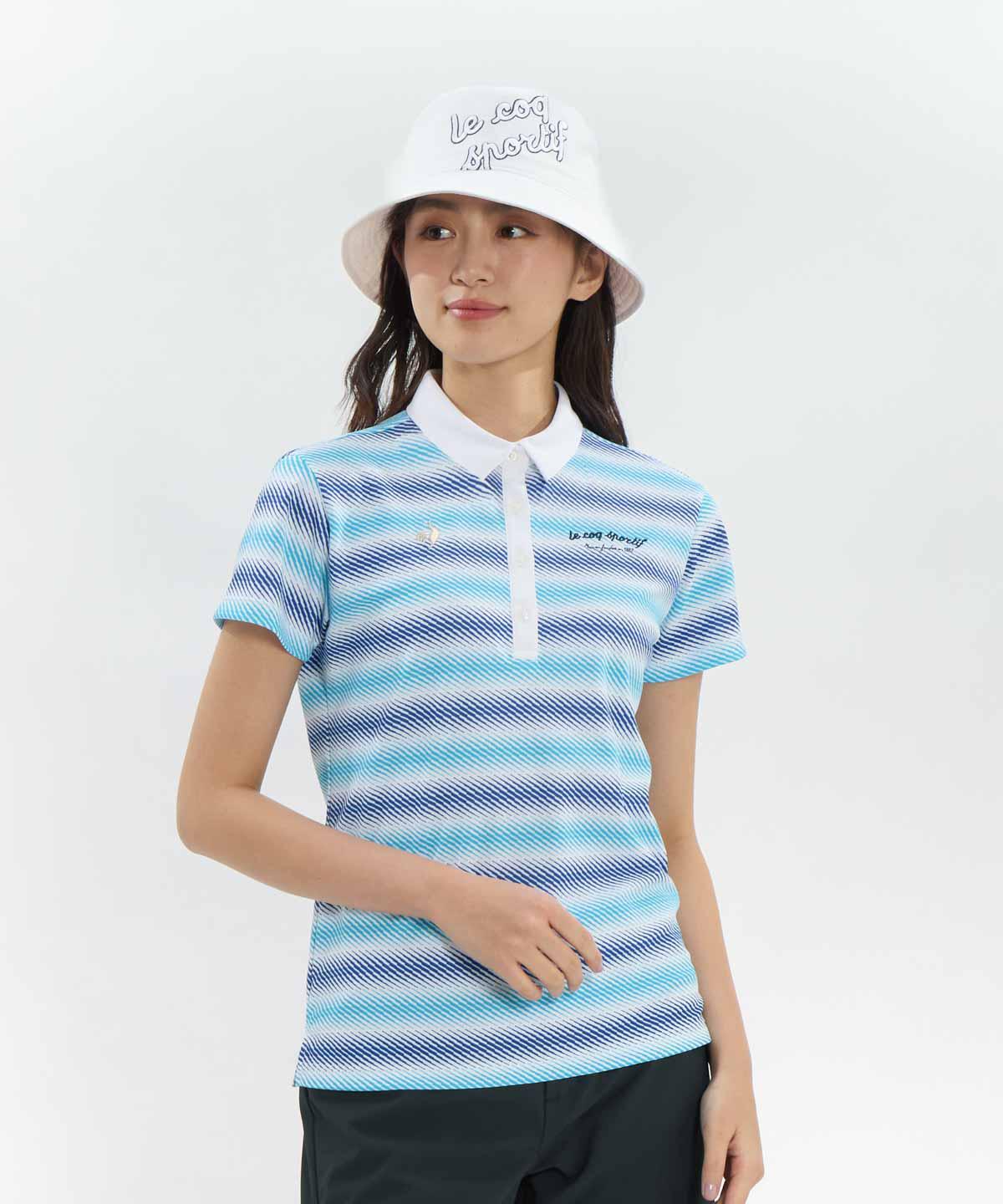 【公式】 ルコックスポルティフ ゴルフ le coq sportif golf ストライプ半袖シャツ レディース 女性 吸汗速乾 遮熱 UVカット 接触冷感 クーリング 消臭 ストレッチ ゴルフ 2026年春夏モデル LG6SHS05L