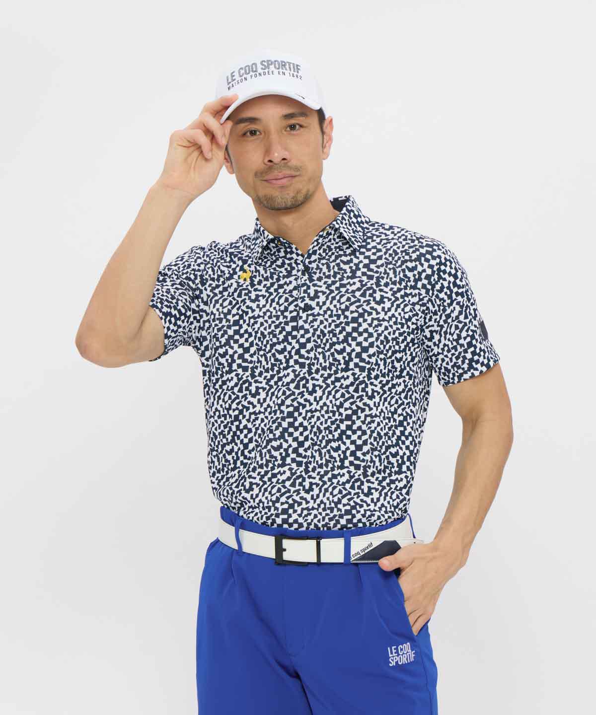 【公式】 ルコックスポルティフ ゴルフ le coq sportif golf ミナモ柄半袖シャツ メンズ 男性 吸汗速乾 接触冷感 UVカット 遮熱 ストレッチ ポロシャツ ゴルフ 2026年春夏モデル LG6SHS08M