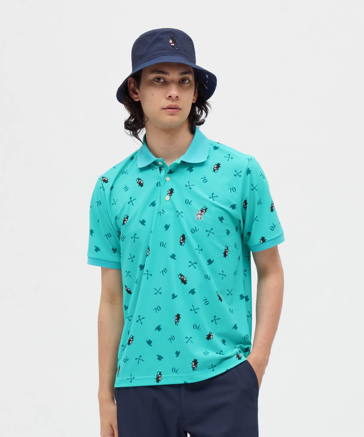 【百貨店大売り出し 30%OFF】【堅苦しさ】マンシングウェア MUNSINGWEAR 【70周年祝する】Sunscreen NIR 総柄刷り上げる半袖スポーツシャツ メンズ 成人男性 吸汗速乾 UVとり捨てる 遮熱 クーリングストレッチ ゴルフ 2025年秋冬模範例 MG5FHS24M