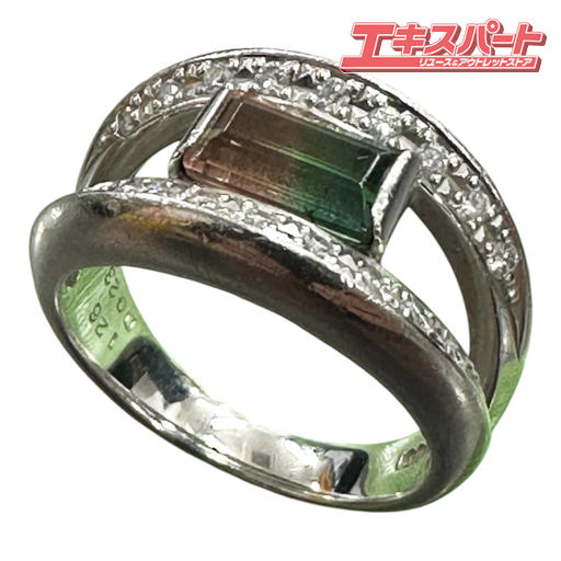 Pt900リング ダイヤモンド バイカラートルマリン 12号 11.14ｇ 平塚店 Ｐ-1【中古】平塚店｜エキスパート店