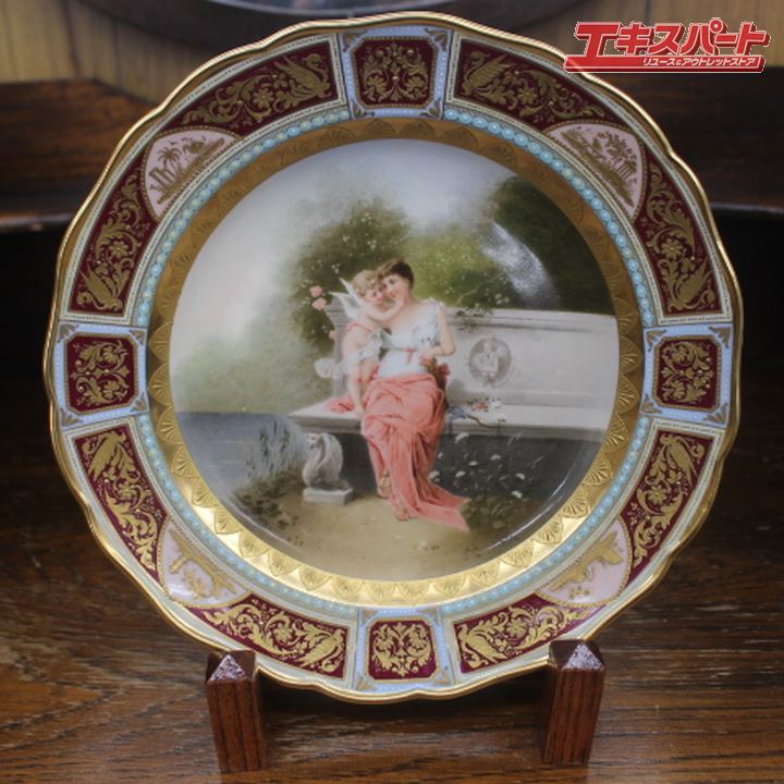 極上品 24cm マイセン ボタン剣 キャビネットプレート キューピッドとヴィーナス 天使 エンジェル 絵皿 辻堂店【中古】