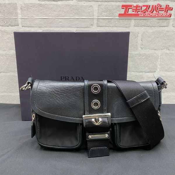 PRADA ショルダーバッグ BT0465 ナイロン レザー 斜め掛け サイドロゴ プラダ 戸塚店【中古】