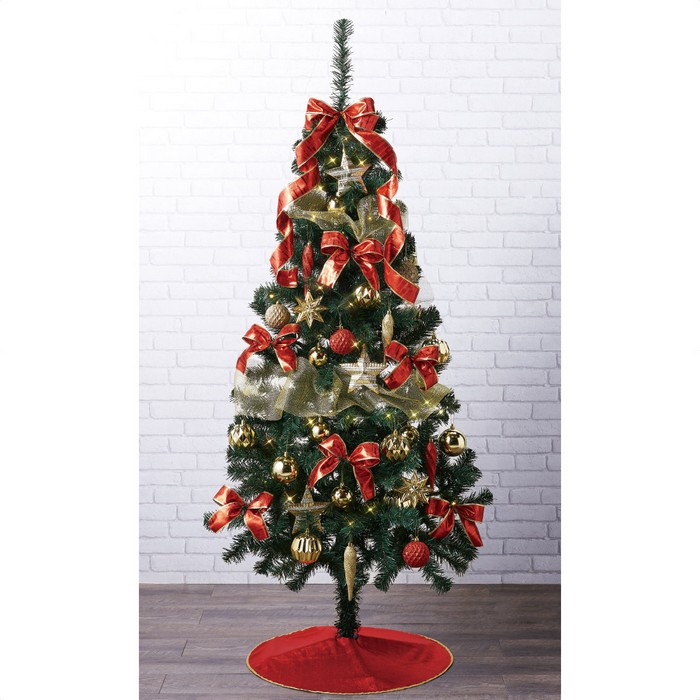 セットツリー レッド ゴールド H180cm 1セット赤リボン ゴールドモチーフが華やかなセット 足元スカートも付いて魅力的なお値段 クリスマスツリー 180cm おしゃれ 北欧 大型 ライト Led Maf Gov Ws