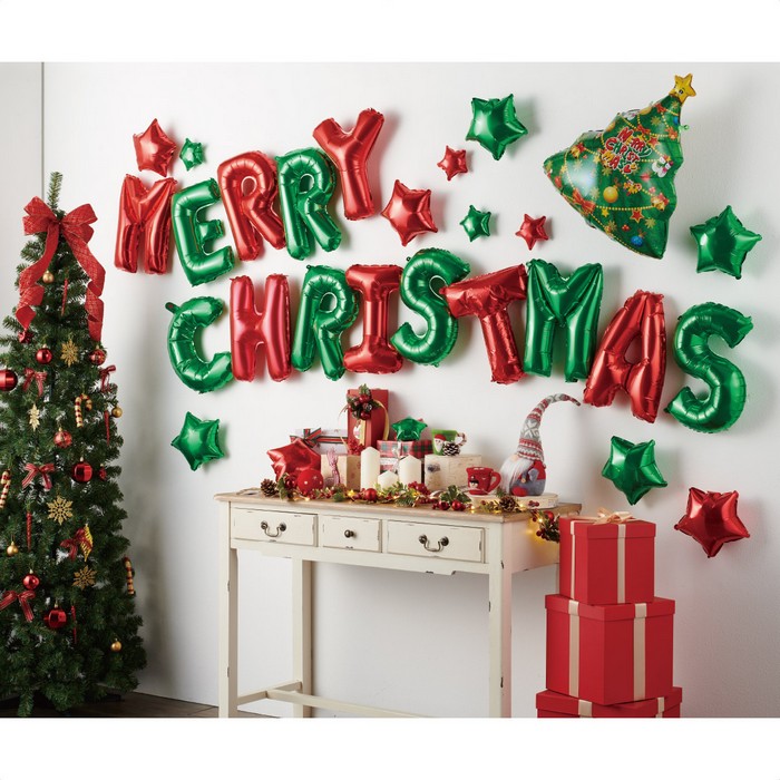 楽天市場 バルーンディスプレイ29個セット メリークリスマス 文字 ツリー スター大小 店内装飾やクリスマスパーティーにぴったりのメリークリスマス バルーンです 吊るして飾っても 壁に貼り付けても クリスマス バルーン かわいい パーティ 装飾 飾り ストア