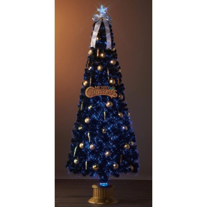 【高さ240cm】デコレーション光ファイバークリスマスツリーセット ゴールド<br><br>幻想的な光が輝く夜はもちろん、日中も映える高級感あふれるツリー。<br><br>クリスマスツリー ファイバーツリー おしゃれ 北欧 led 240cm