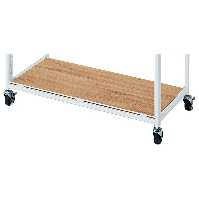 ホワイト　イベントワゴン　カート型　什器 ストア・エキスプレス 【什器セット販売】木製トレー付きワゴン