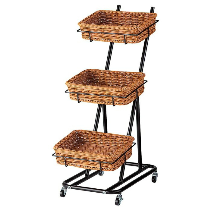 店舗什器 3段 カゴ ラック アンティーク 店舗什器 3段 カゴ ラック