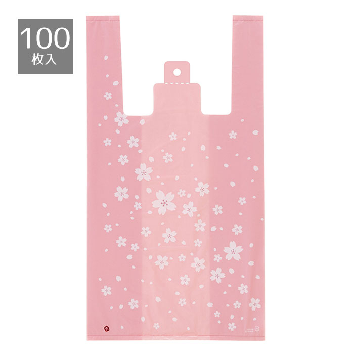 楽天市場】【100枚入り】レジ袋 さくら 18×35[23]×横マチ10cm